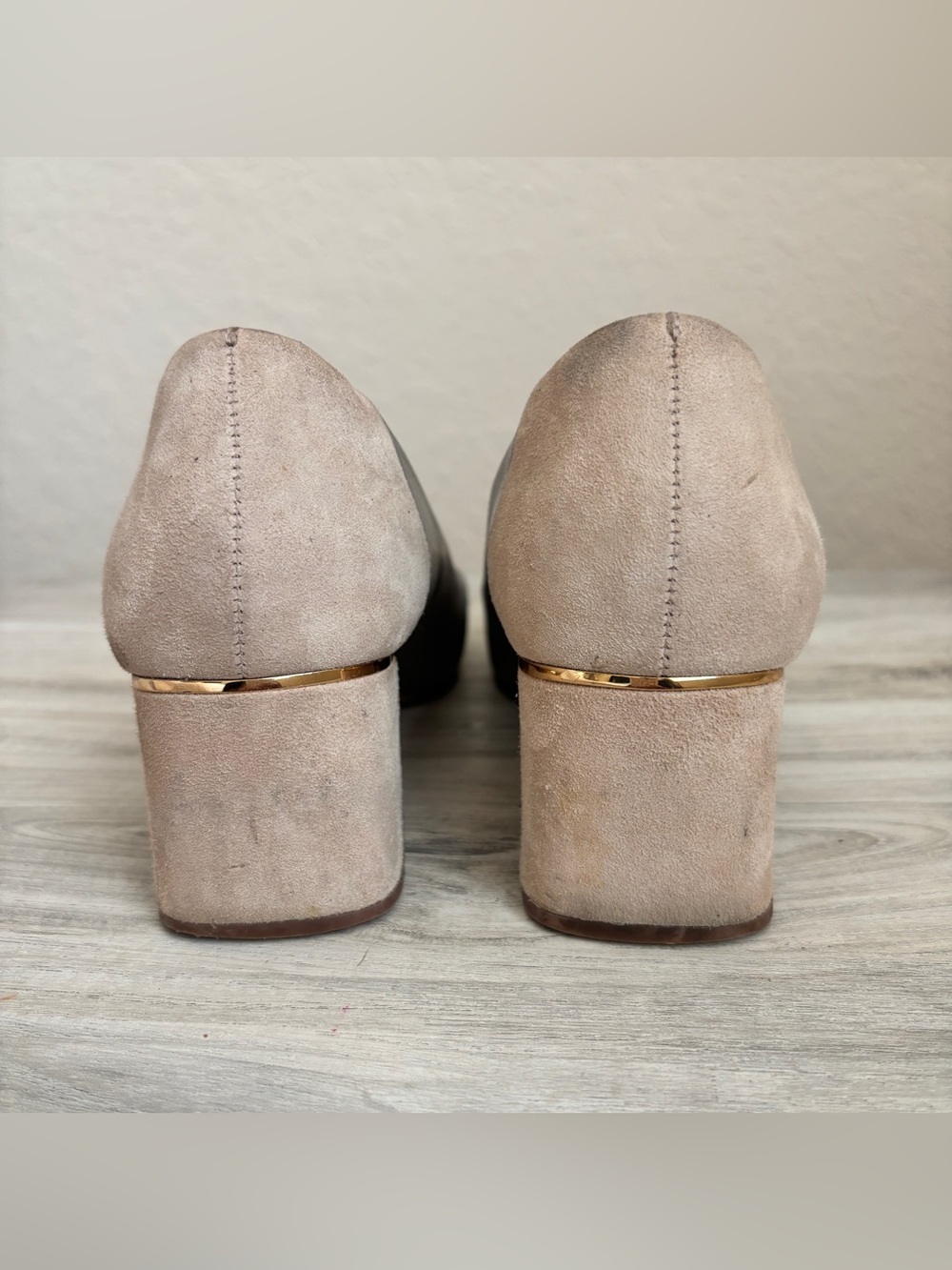 Tory Burch Gigi 55mm round toe block heel suede leather Grey-heron pumps 7.5 - Picture 4 of 6